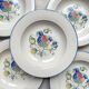 5 Italian speckled earthenware "Tiffany" soup plates - vintage bird motif