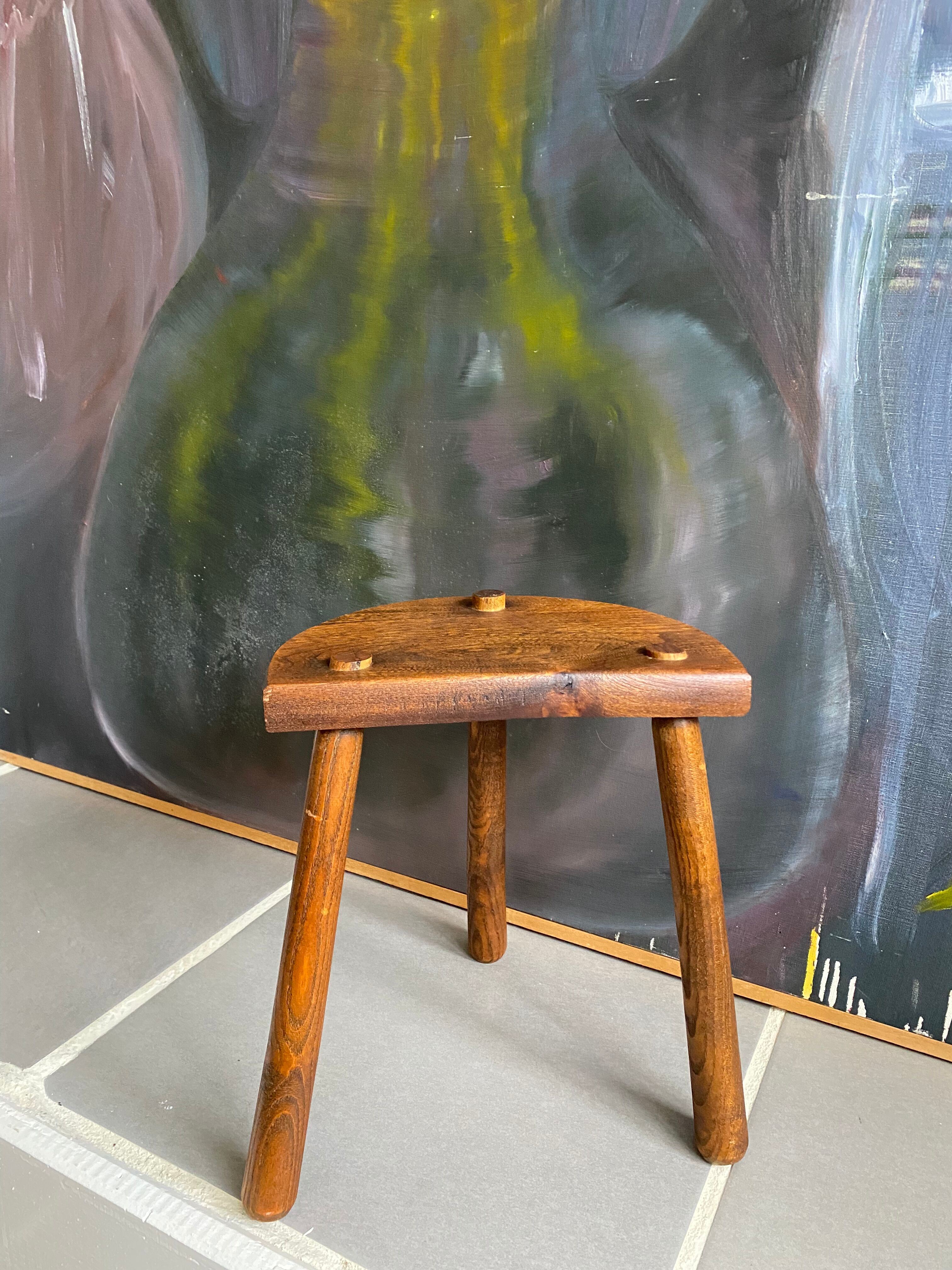 Vintage tripod wood farm stool