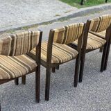 Set of 4 vintage Scandinavian Self chairs in solid wood and wool