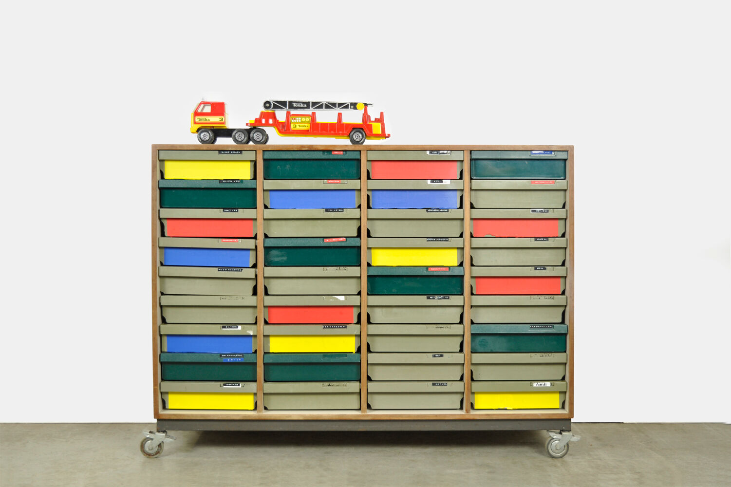 Dutch schoolcabinet with coloured drawers, 1970s