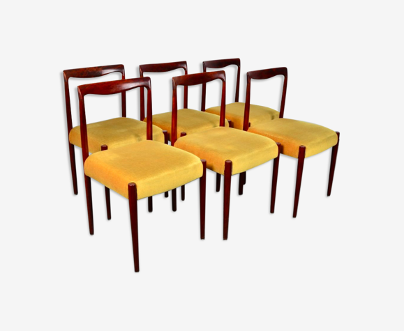 Set de 6 chaises de salle à manger en palissandre de velours de Lübke 1960
