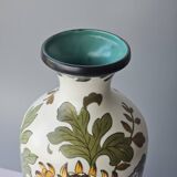 Large multicoloured floral vase in Royal Gouda Porcelain, Zuid Holland.