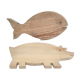 Deux planches à découper poisson cochon bois vintage