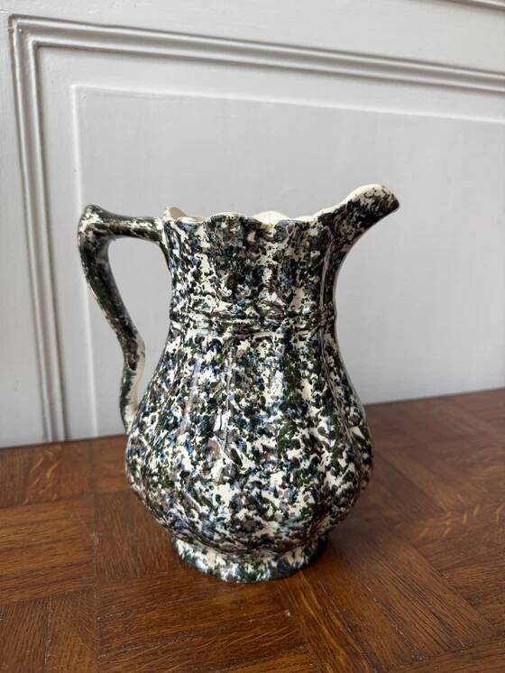 Green and blue speckled water carafe/pitcher