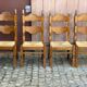 4 chaises à manger bois massif et paille 1960