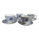 Ensemble de 4 tasses et sous-tasses bleues de Johnson Bros - England, 1970