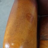 Vintage Sheepskin Leather Wingback Chair