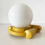 Pair of Tissot wall lights in wood and opaline globe, 1960