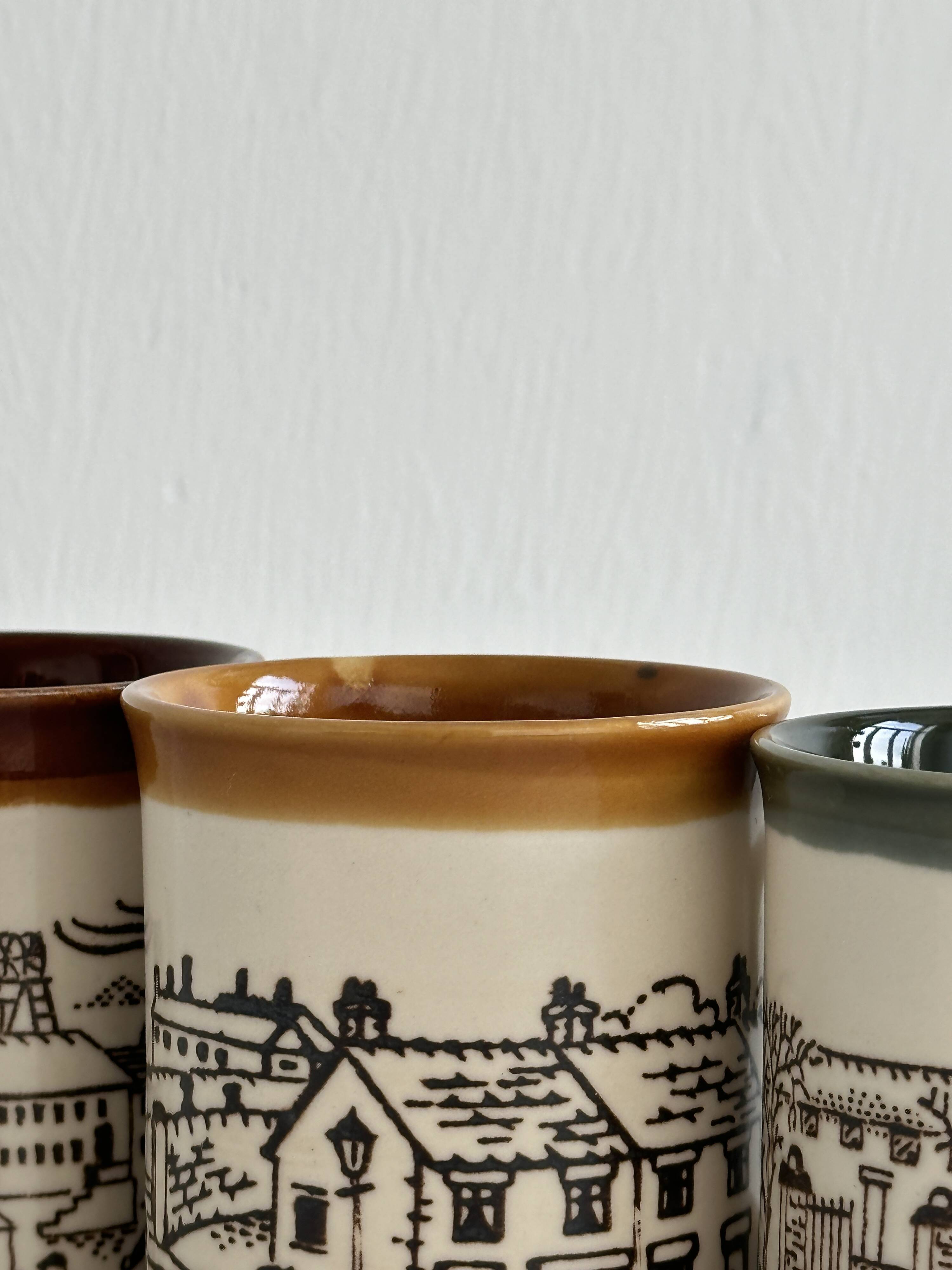 3 English Staffordshire mugs.
