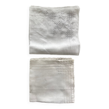 Lot de 2 mouchoirs ou serviettes thé Brodés anciens