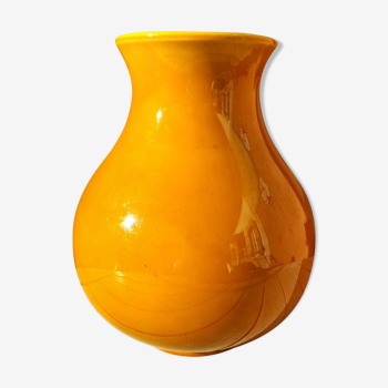 Vase ventru en céramique couleur ocre orange Sèvres Paul milet