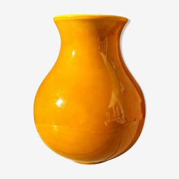 Sèvres Paul milet vase ventru in ceramic orange ochre color