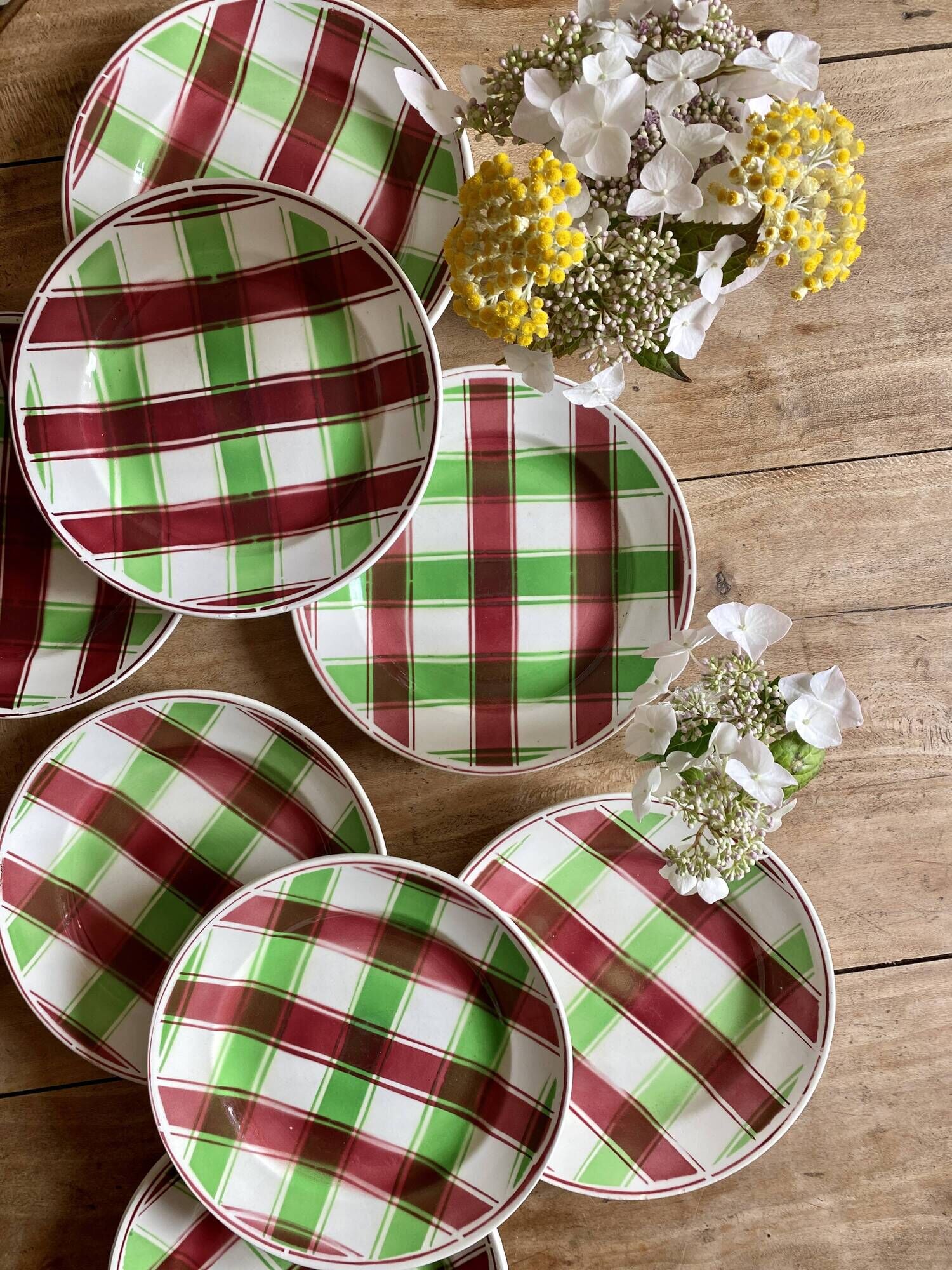 Set of 8 old flat plates, Sousse models by Digoin Sarreguemines