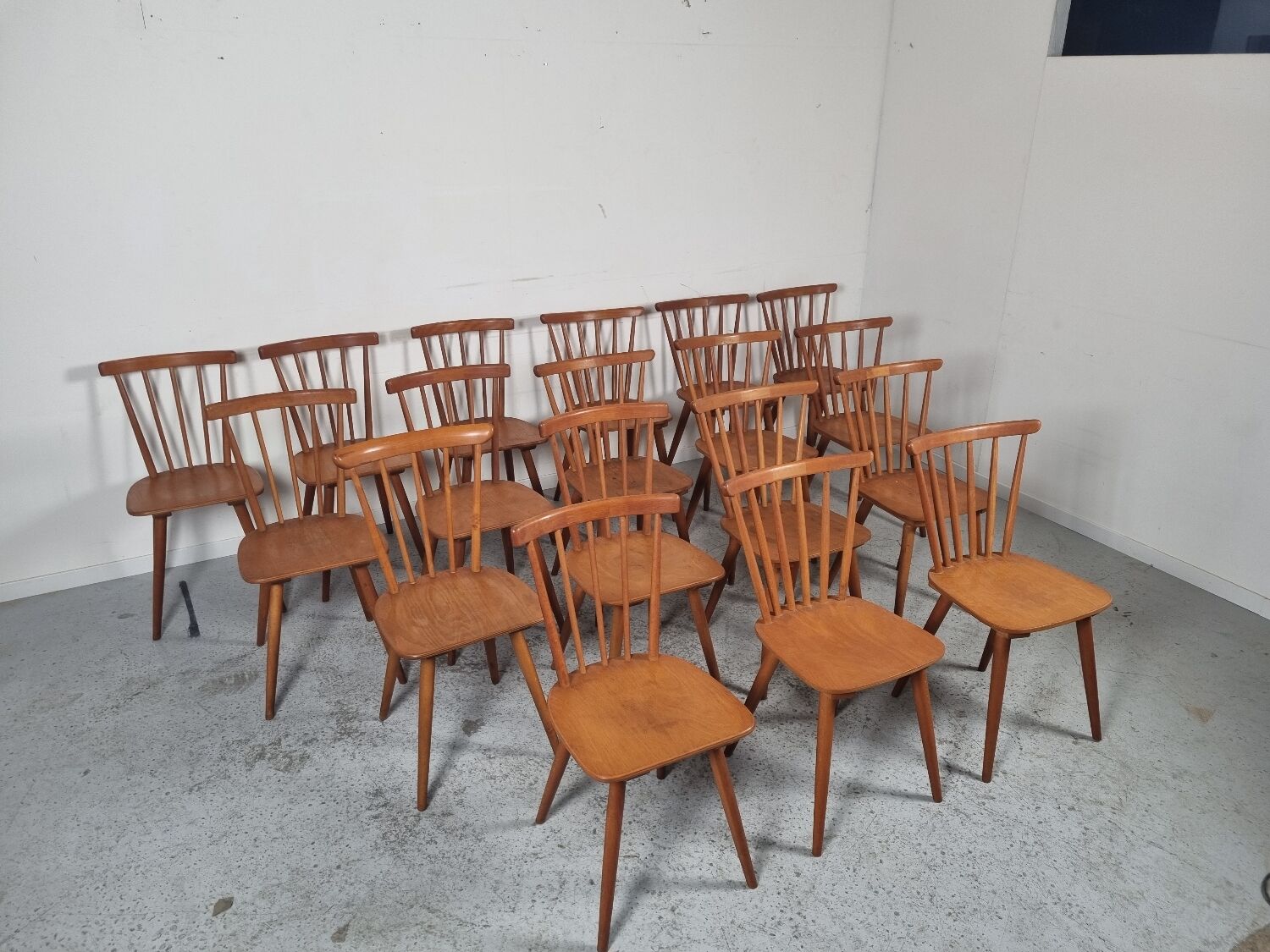 Set of 18 Scandinavian style bistro chairs, 60s