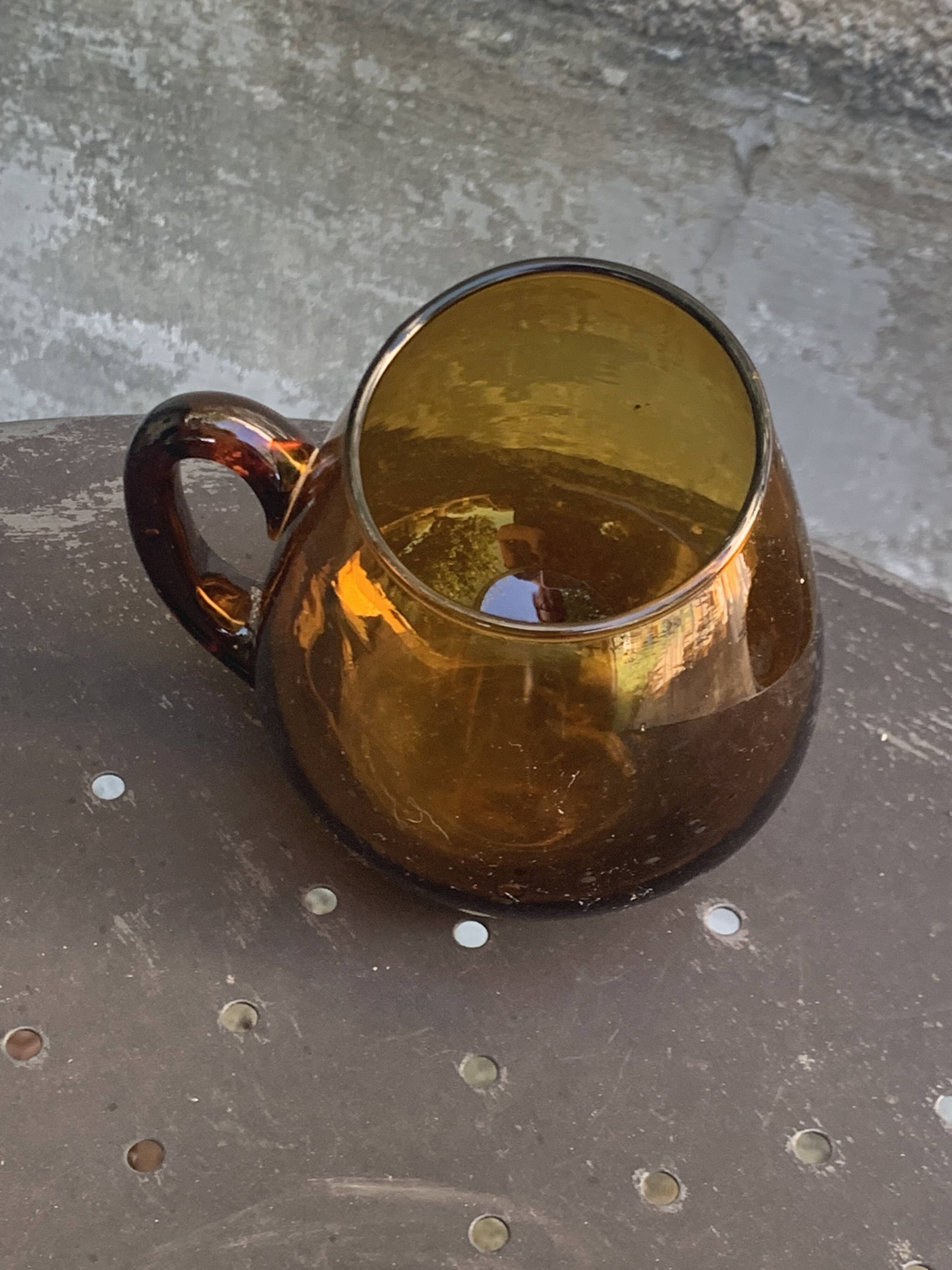 Set of 5 mugs, cups, glasses with handles, cocktail glasses, vintage glass