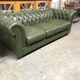 Chesterfield green leather sofa