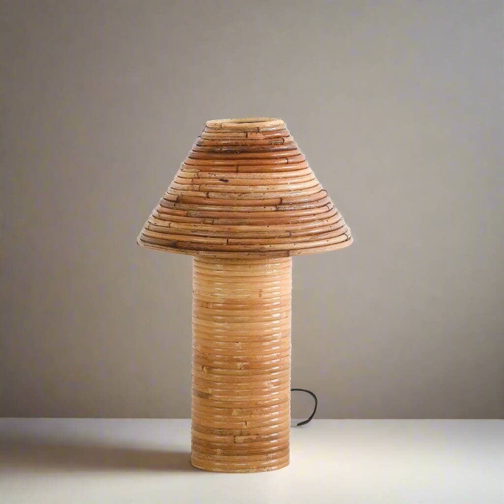 Table Lamp Organic Rattan Reed