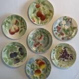 10 fruit decoration plates - St Clément - Barbotine - diam.21