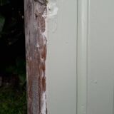 Window frame 179x88cm walnut oak wrought iron grille opening glass panel