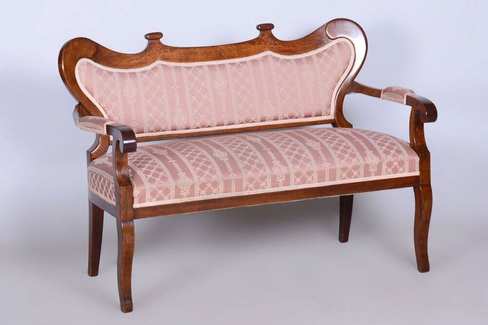 Biedermeier Oak Seating Set in Walnut, Austria, 1840s, Set of 5