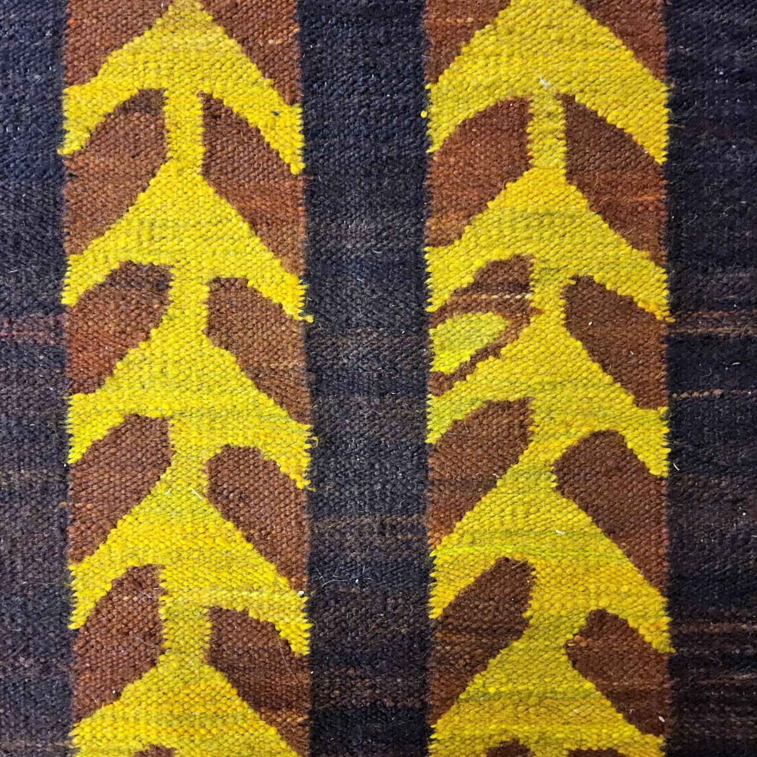 Tapis kilim en laine vintage design Maria Janowska (Zachód) coucher de soleil