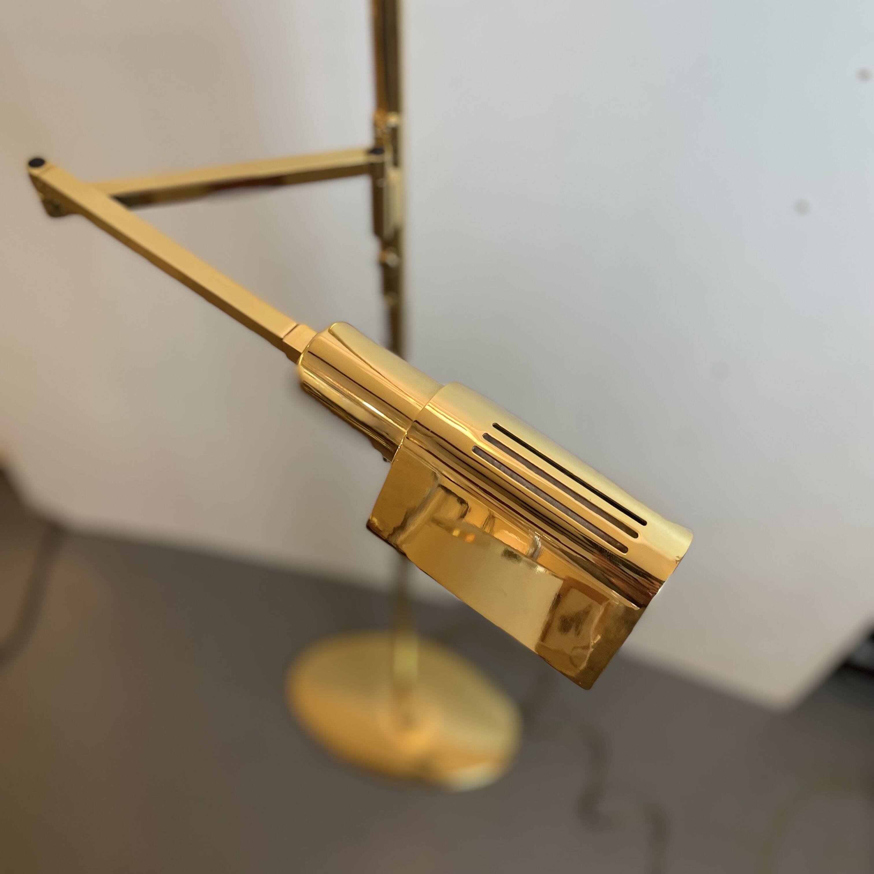 Brass & Opaline Floor Lamp by Milan, Spain, 1980s