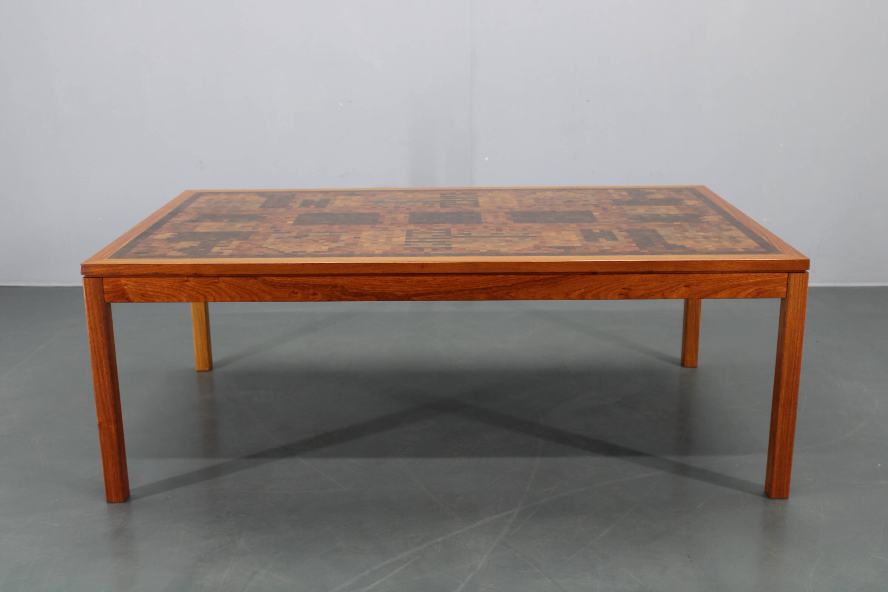1980s Danish end-grain mosaic coffee table by Middelboe & Linduma for Tranekaer