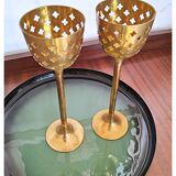Bougeoirs en laiton danois du milieu du siècle (lot de 2)