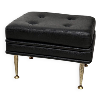Pouf en skaï noir