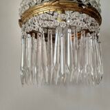 Brass hot air balloon pendant light with crystal drops