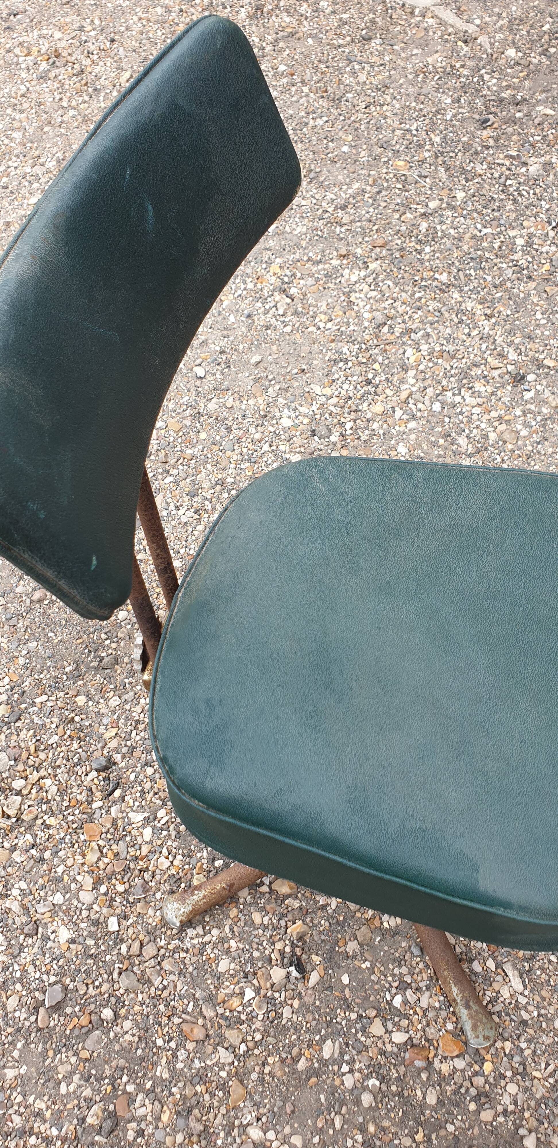 Swivel chair in green skai and chrome steel, Pullman, 1960
