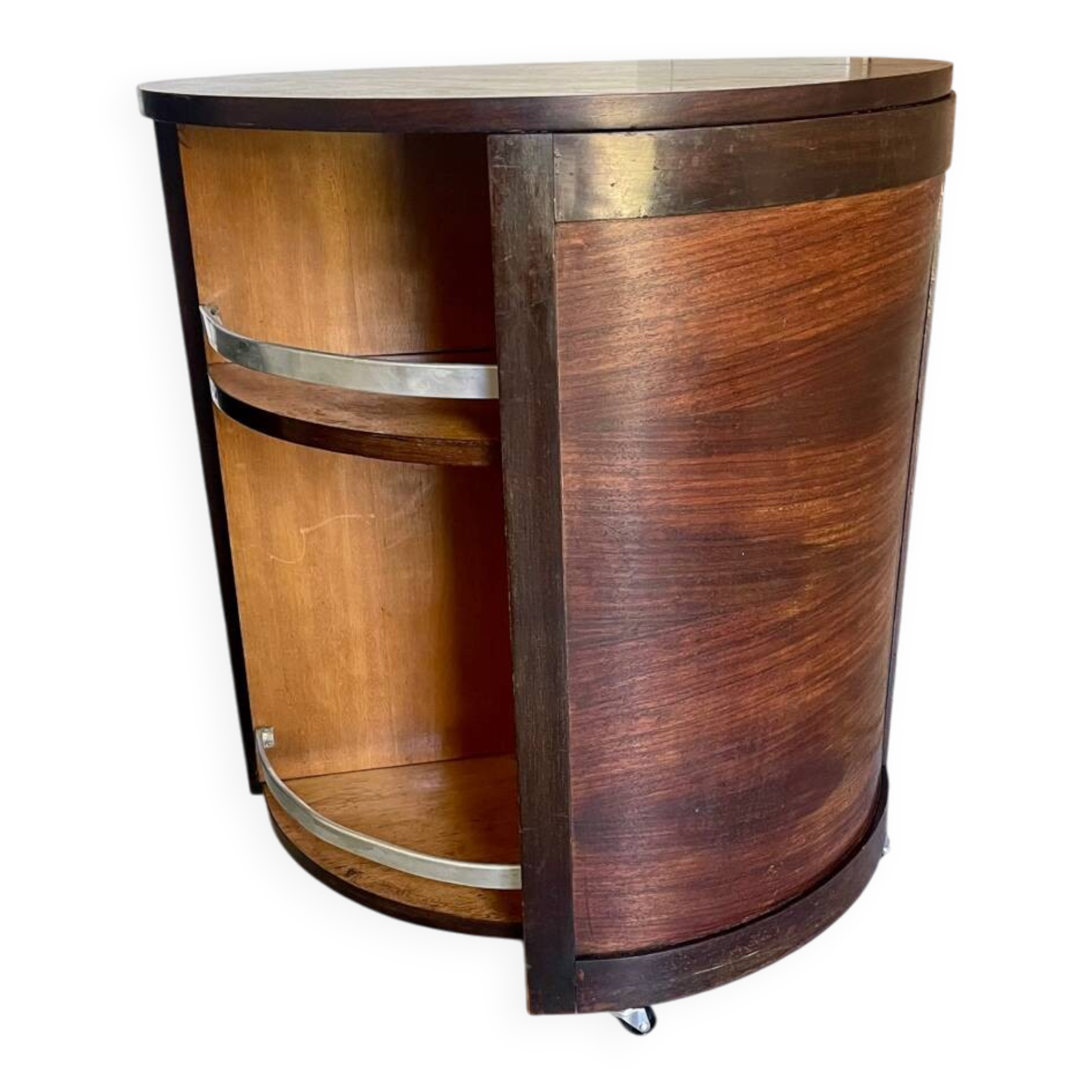 Art Deco rotating round bar in two-tone wood