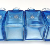 Set of 5 Bohemian Crystal Sapphire Blue Toiletry Bottles