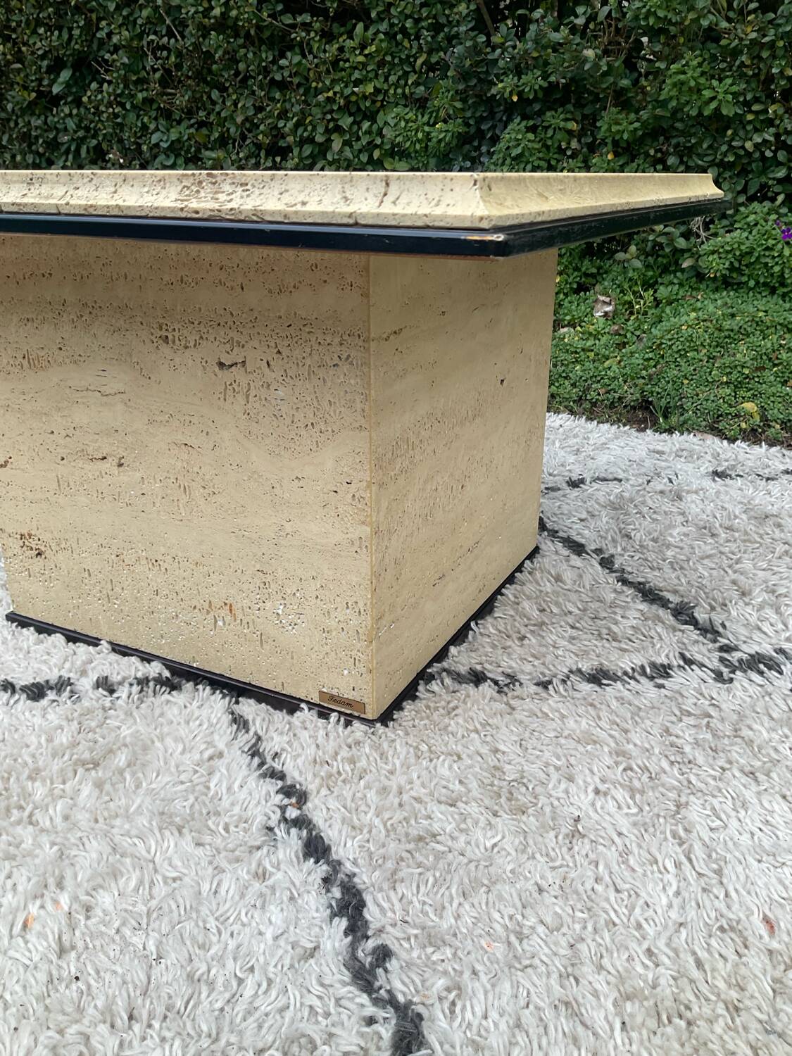 1970s Fedam travertine coffee table