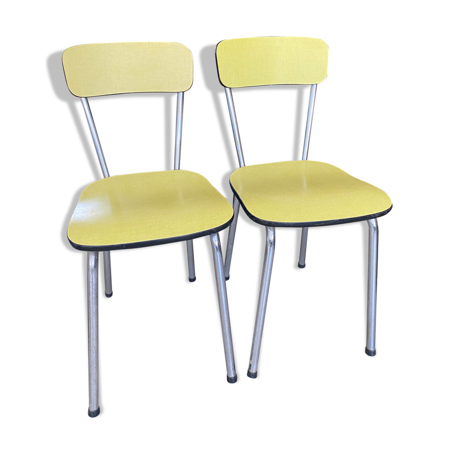 Paire de chaises formica jaune