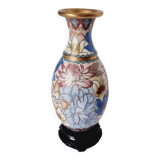 Petit Vase Cloisonné avec base en bois d'ébène