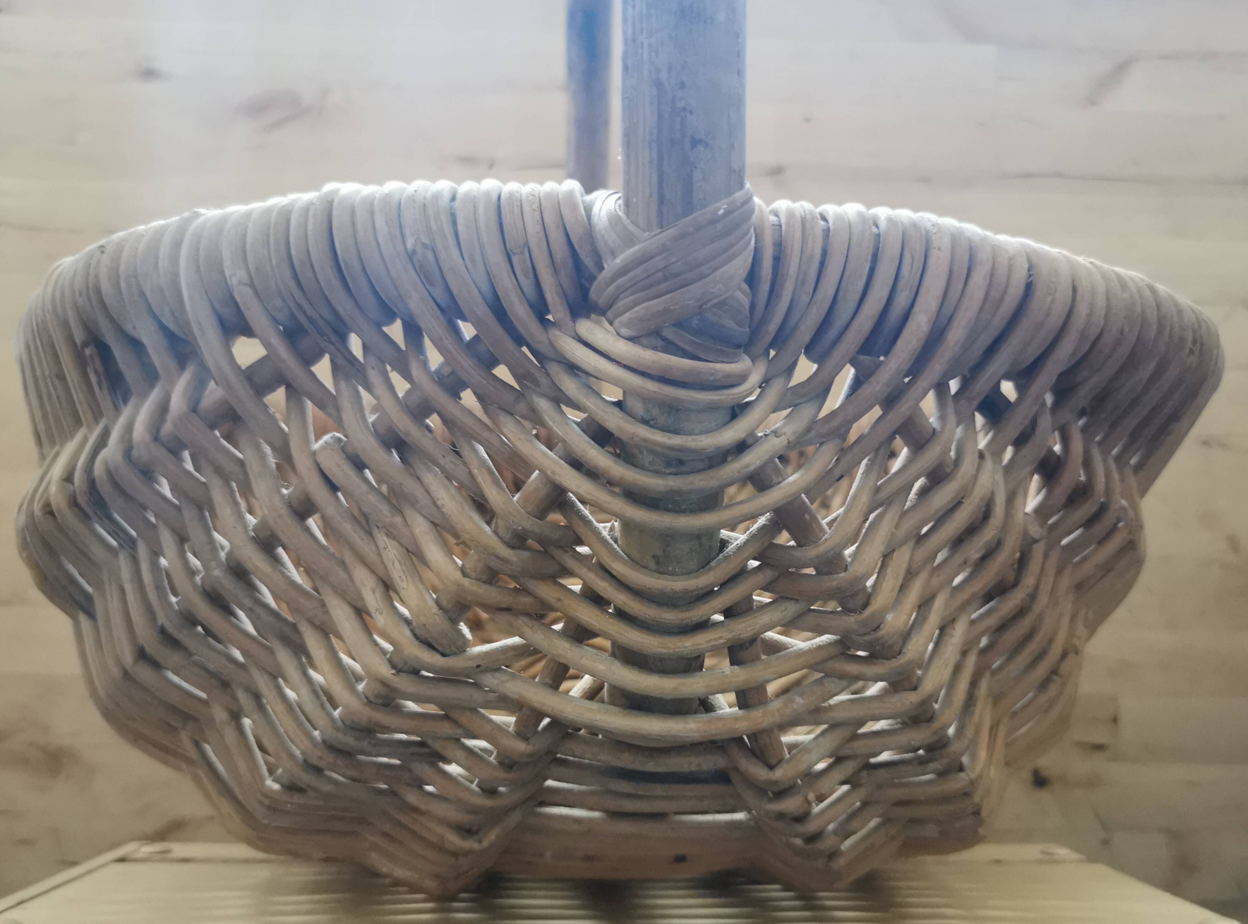 Large vintage basket braided wicker