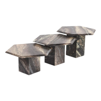 Suite of three marble nesting tables