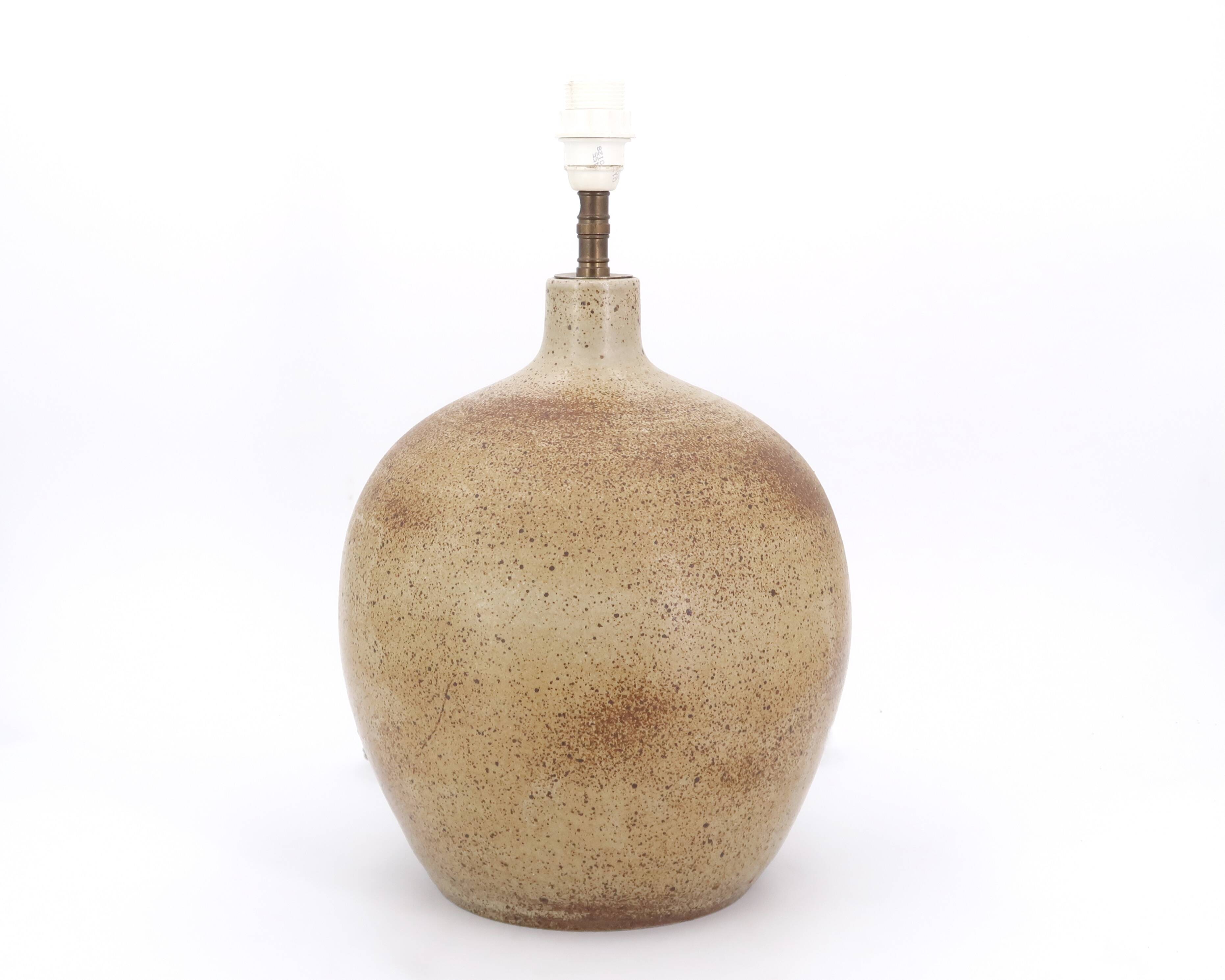 Ball lamp in beige and brown sandstone, 60s ceramic