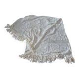 vintage crochet blanket bedspread with fringes on the edges