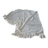 vintage crochet blanket bedspread with fringes on the edges