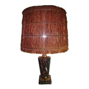 Lampe années 50 cuir et décors