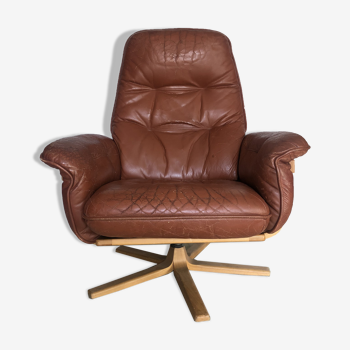 Armchair möbel brown leather 60s.