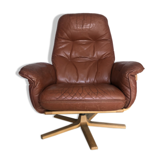 Fauteuil möbel cuir marron années 60.