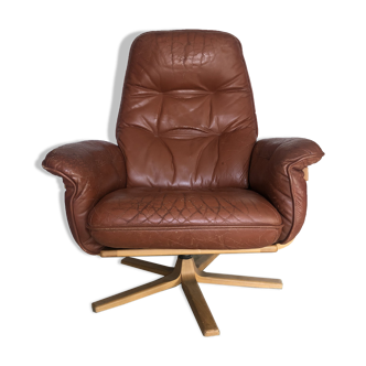 Armchair möbel brown leather 60s.