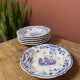 Ensemble de 6 assiettes creuses décor bleu Moustiers