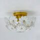 Plafonnier floral en verre blanc de Murano, italien, des années 1970.