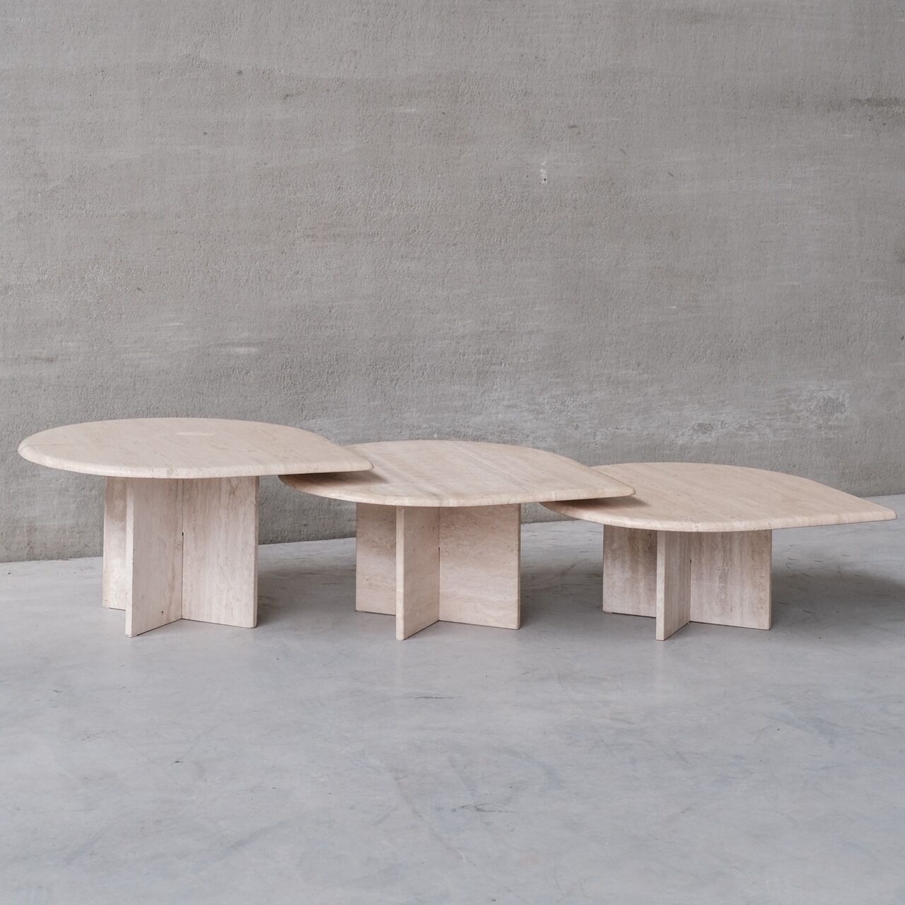Travertine mid-century nesting coffee tables