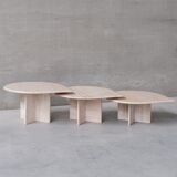 Travertine mid-century nesting coffee tables