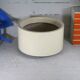 Important cylindrical planter in cream lacquered fiberglass, circa 1970